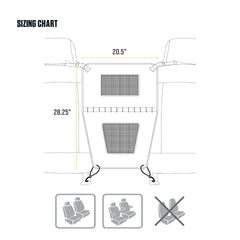 Carhartt barrier with headrest buckles secures seat while keeping pets contained.