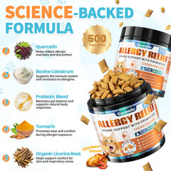 Carmelie colostrum-probiotics ingredients panel shows gut health support and skin comfort.