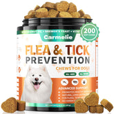Carmelie dog flea chews in duck flavor for easy daily prevention on adventures.