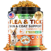 Carmelie flea-tick chews jar 500-count for easy daily protection.