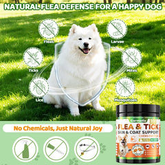 Carmelie chews featuring krill center for tasty flea/tick support.
