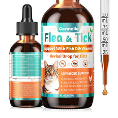 Carmelie flea tick drops bottle pour enables easy dosing for cats.