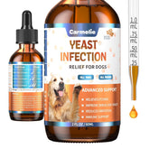 Carmelie natural yeast relief for dogs bottle—easy daily supplement for itching comfort