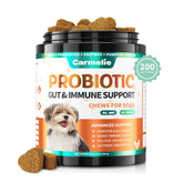 Carmelie Probiotics for Dogs packaging with soft chews supports daily gut health