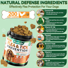 Carmelie chews beside skin and coat supporting ingredients like coconut and fish oil.