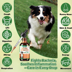 Carmelie skin health support drops highlight a gentle all-natural formula for pets.