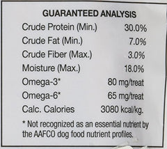 Carolina Prime Pet salmon jerky texture closeup highlights chewy bite for rewards.