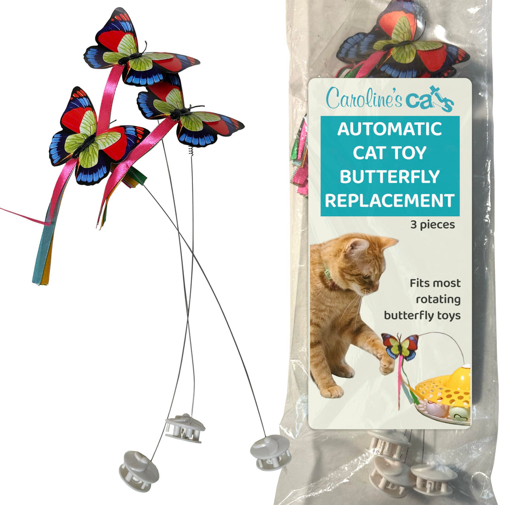 Caroline's Cats butterfly refill closeup shows durable PVC for long-lasting play sessions.
