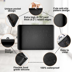Carry360 dog mat waterproof surface handles water and food splashes.