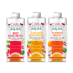 Caru Daily Dish variety-pack box for easy pet meal planning.