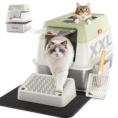 CasaNest XXL stainless-steel litter box lid shows durable, easy-clean protection for mess-free maintenance