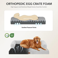 Casa Paw egg-crate foam inside shows layered support for joint-friendly cushioning.