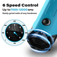 Casfuy 6-Speed Dog Nail Grinder side view highlighting whisper-quiet operation for calm pets