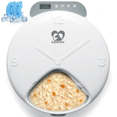 Casfuy battery-operated automatic cat feeder front view for cordless placement flexibility.