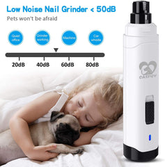 Casfuy dog nail grinder with 3 ports for small, medium, and large pets.