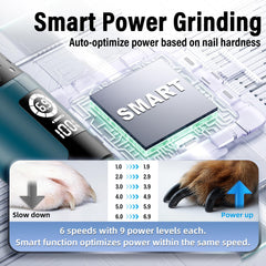 Casfuy Smart 6-Speed Dog Nail Grinder with LED lights aiding precise quick visibility.