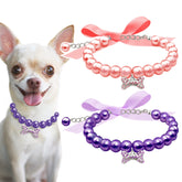 Casidoxi pearl collar for dogs and cats in pink-purple, ideal for wedding photos.