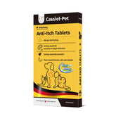Cassiel pet dog allergy relief chews packaging shows vet-approved formula.