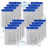 Casuenia 16-pack large filter cartridges show Whisper compatibility for reliable aquarium filtration.