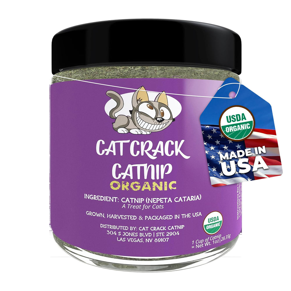Cat Crack Organic Catnip bag close-up showing premium texture for energized play