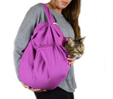 Cat-in-the-bag Cozy Comfort Carrier lavender closed for secure travel.