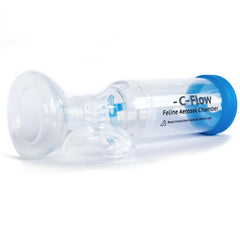Cat Inhaler Spacer chamber closeup highlighting low-resistance design for easy inhalation.