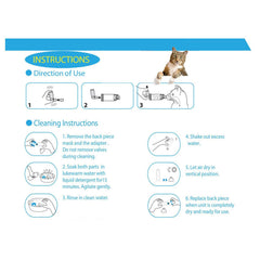 Cat Inhaler Spacer in use with cat illustrates at-home medication delivery.
