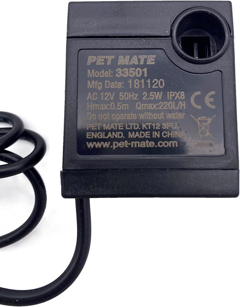 Cat Mate replacement pump for fountain demonstrates quiet operation and smooth water flow.