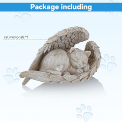 Cat Statue Resin with angel wings serves as a dignified memorial centerpiece.