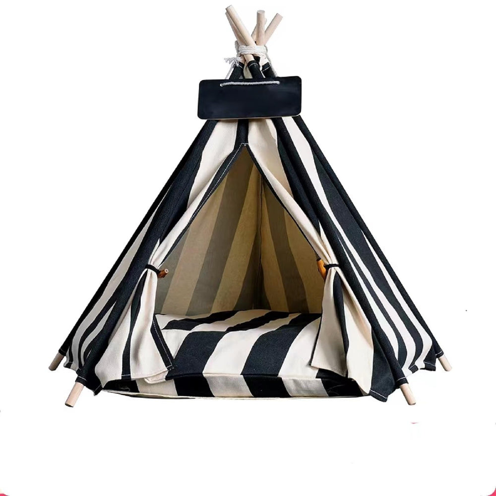 Cat Teepee Tent Bed front view shows durable, portable pet shelter for small dogs and cats