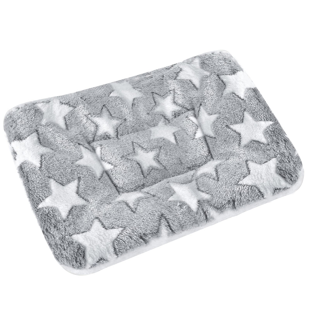 Catadog small animal bed mat in soft coral fleece star grey for warm naps