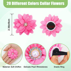 Catcan dog flower collar pearl-detail highlighting rhinestones for dress-up moments