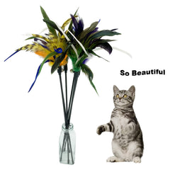 CATENESS cat wand feathers with tinkle bell boosts attention and playful hunting instincts.