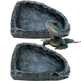 Catenness reptile water dish 2-pack in rock-like finish for hydration