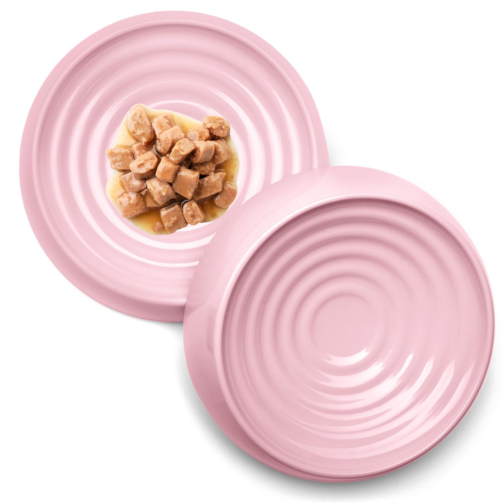 CatGuru whisker-friendly bowl pink closeup supports whisker-free meals