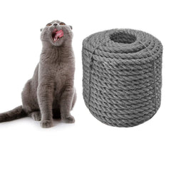 CAThrone sisal rope 6mm gray 33ft ideal for refurbishing cat scratch posts and furniture protection.