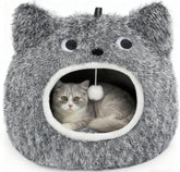 CATISM Cat Bed front view shows the cozy hooded cave for indoor cats.