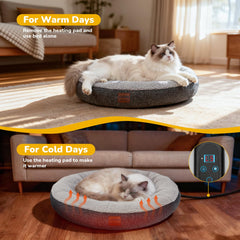 CATISM heated cat bed features a timer function for controlled warmth
