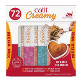 Catit Creamy Lickable Treat tube closeup showing creamy texture and hydration-friendly appeal.