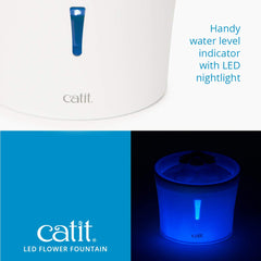 Catit LED Flower Fountain flow settings offer three drinking options.