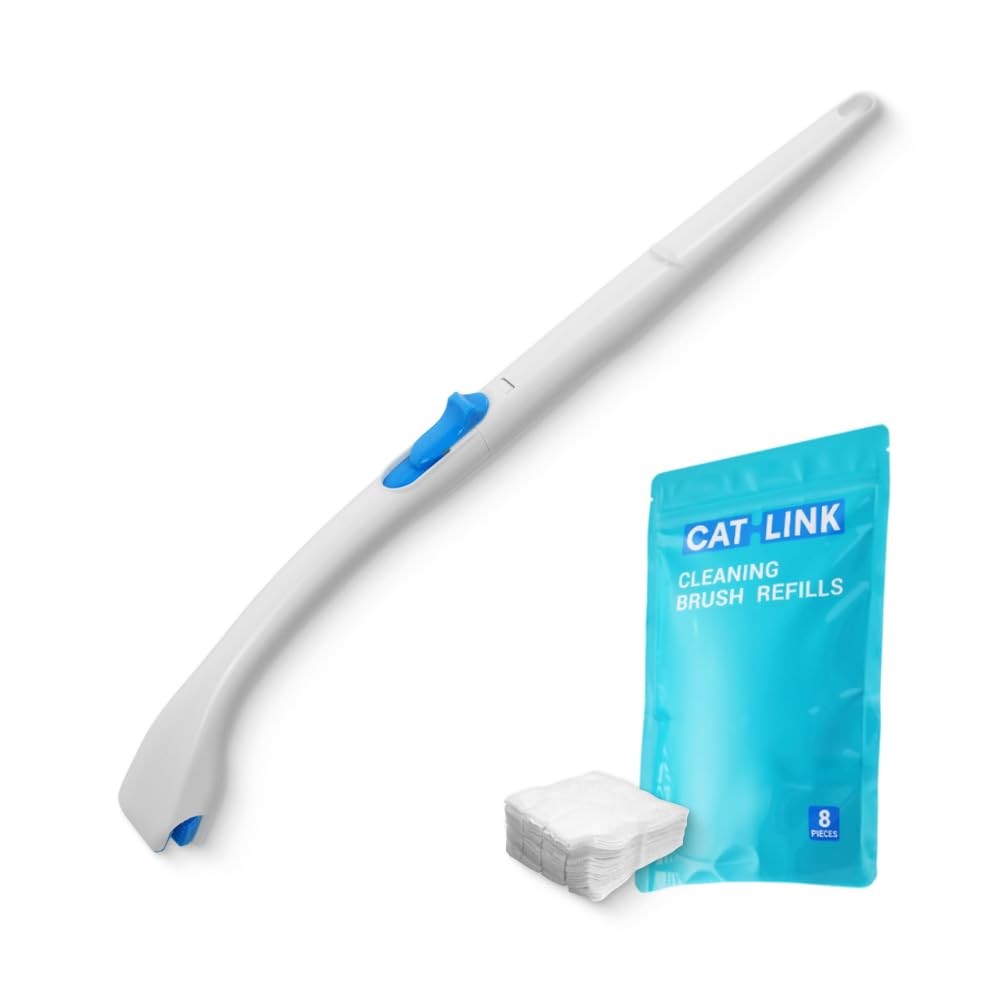 CATLINK Cleaning Brush Set handle closeup with ergonomic grip for easier litter box cleaning.