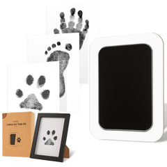 Catose inkless paw print kit shows a dog nose print ready for keepsake framing.