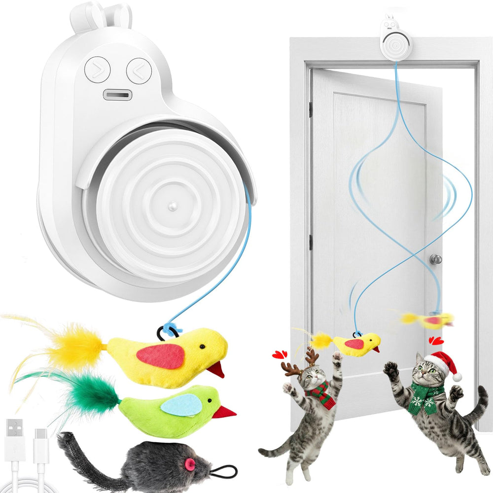 Catpick toy flying bird attachment for indoor chase enrichment