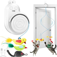 Catpick toy flying bird attachment for indoor chase enrichment