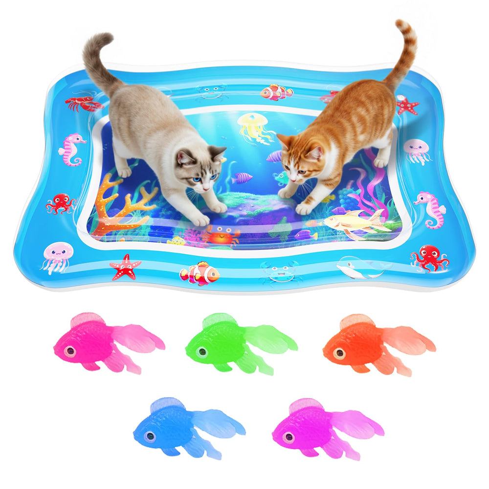Catpick Joy Cat Water Mat with floating fish for gentle indoor enrichment.