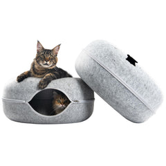 Cattasaurus Peekaboo cat cave donut top view showcases spacious lounging for large cats and multi-pet homes