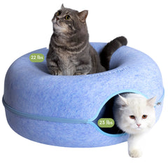 Cattasaurus Peekaboo cat cave donut top view for cozy lounging and self-warming comfort.