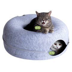 Cattasaurus Peekaboo top-view shows roomy donut for large cats