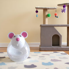 Cauaoa beige cat toy with built-in treat storage for easy refills during play.