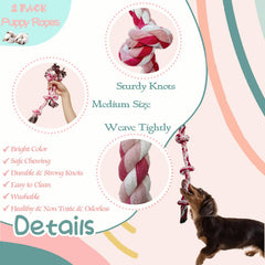 Cdyzqikm dog rope toy 2-pack pink 9-8in supports focused chewing and tug-of-war fun.